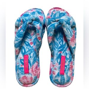 Lilly Pulitzer My Little Peony Women’s 7/8 Terry Slippers Bondi Blue Sandals